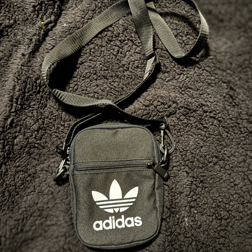 Adidas Black Crossbody Bag with White Trefoil